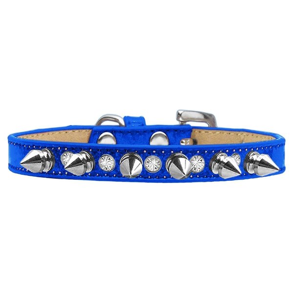 Mirage Pet Products Crystal & Silver Spikes Dog CollarBlue Ice Cream Size 10 634-1 BL10